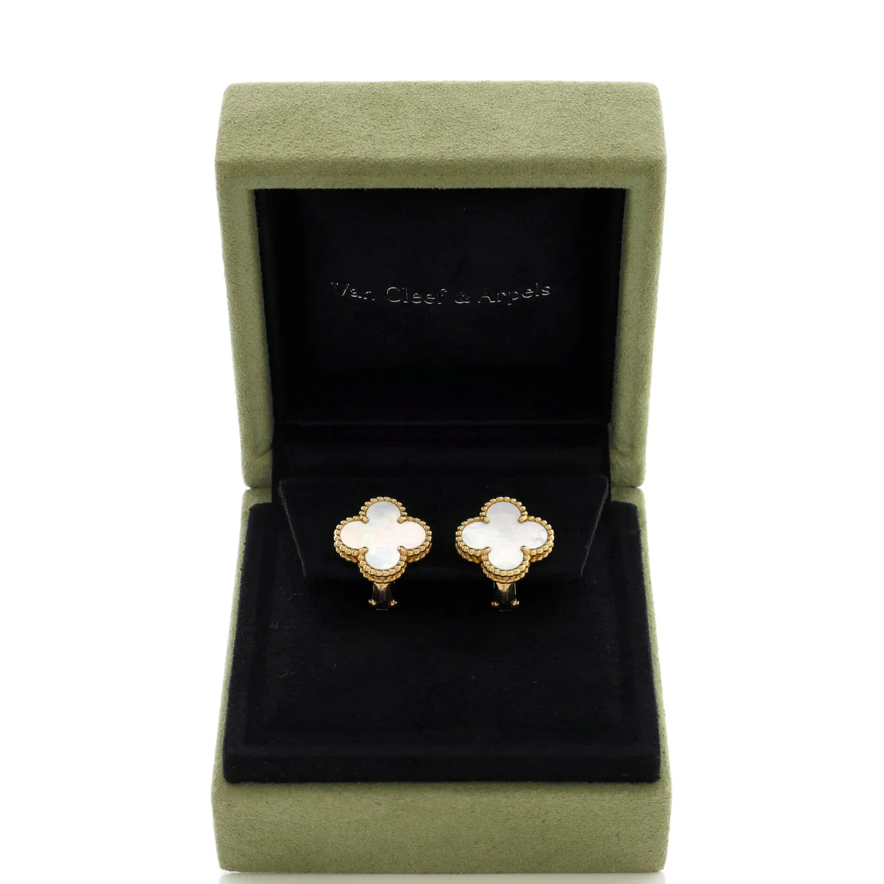 Vintage Alhambra Earrings 18K Yellow Gold and Mother of Pearl - Deep Luxury