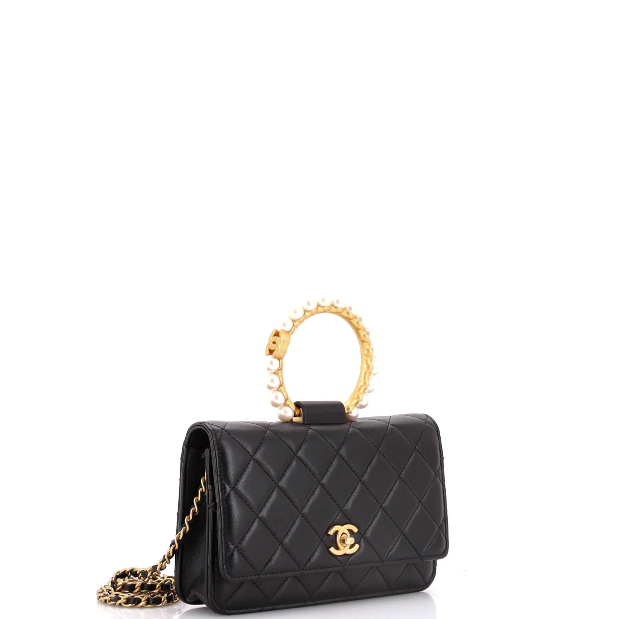 Pearl Crown Wallet on Chain Quilted Lambskin - Deep Luxury