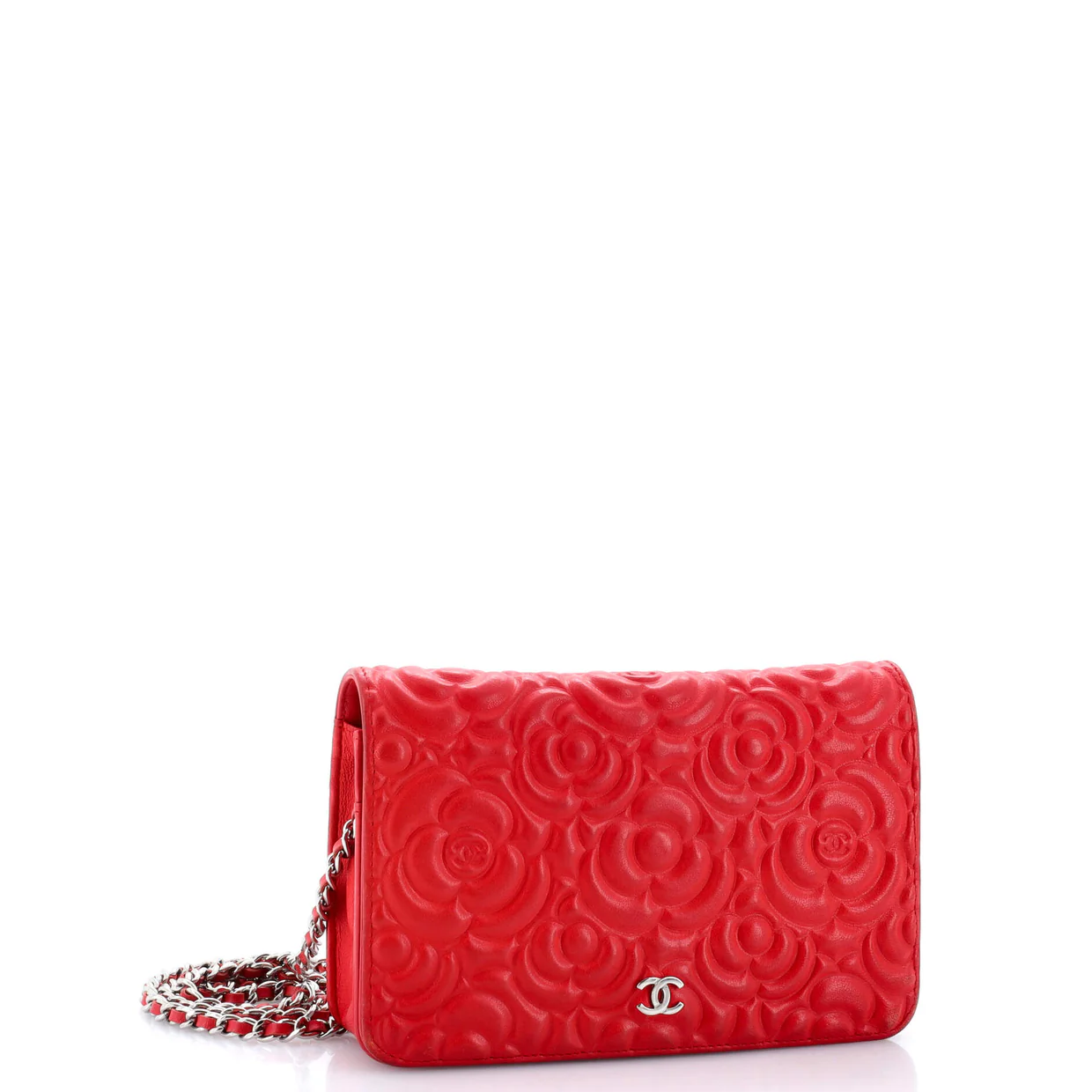 Wallet on Chain Camellia Lambskin - Deep Luxury