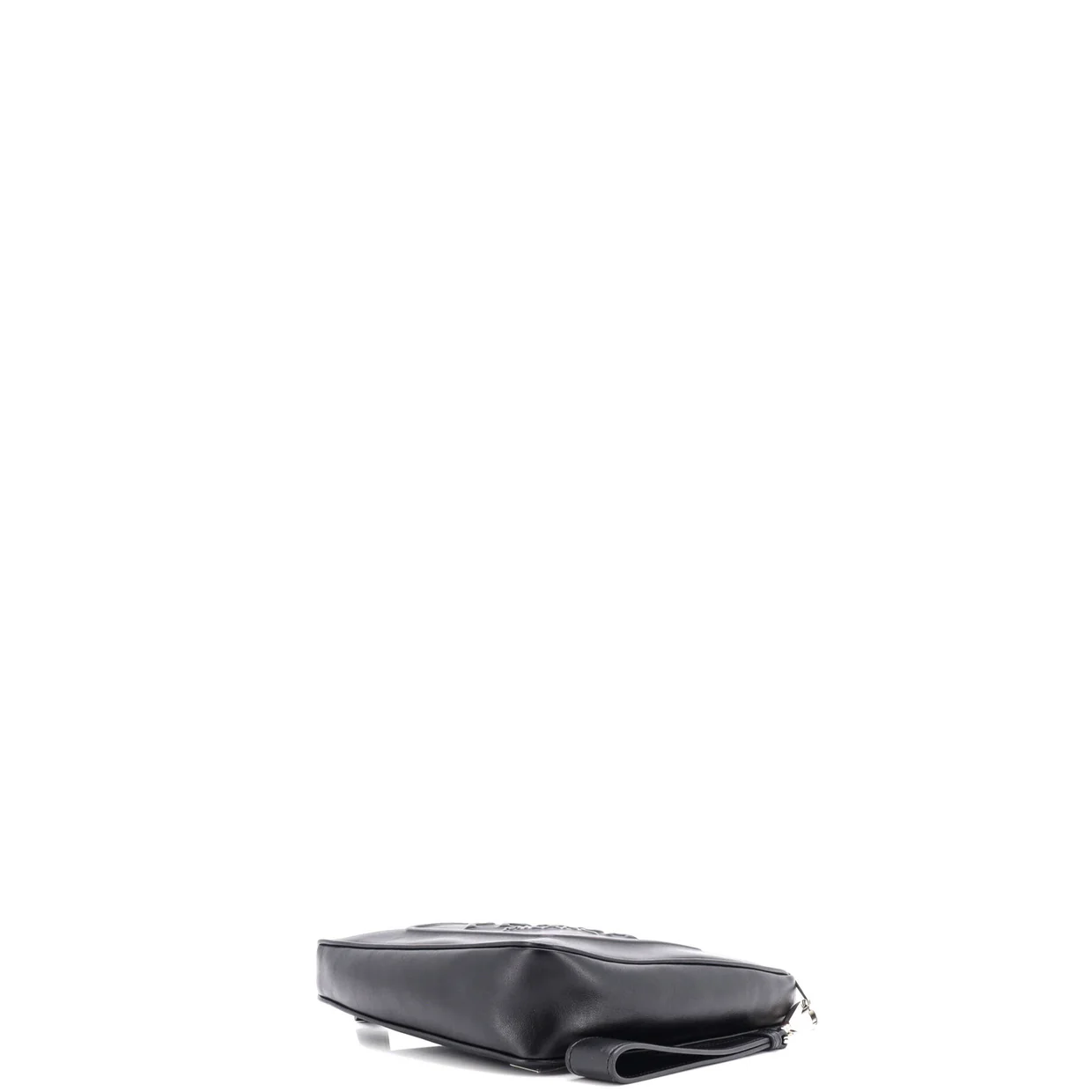 Triangle Logo Wristlet Pouch Embossed Leather - Deep Luxury