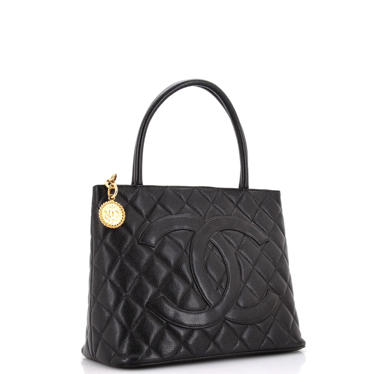 Medallion Tote Quilted Caviar - Deep Luxury