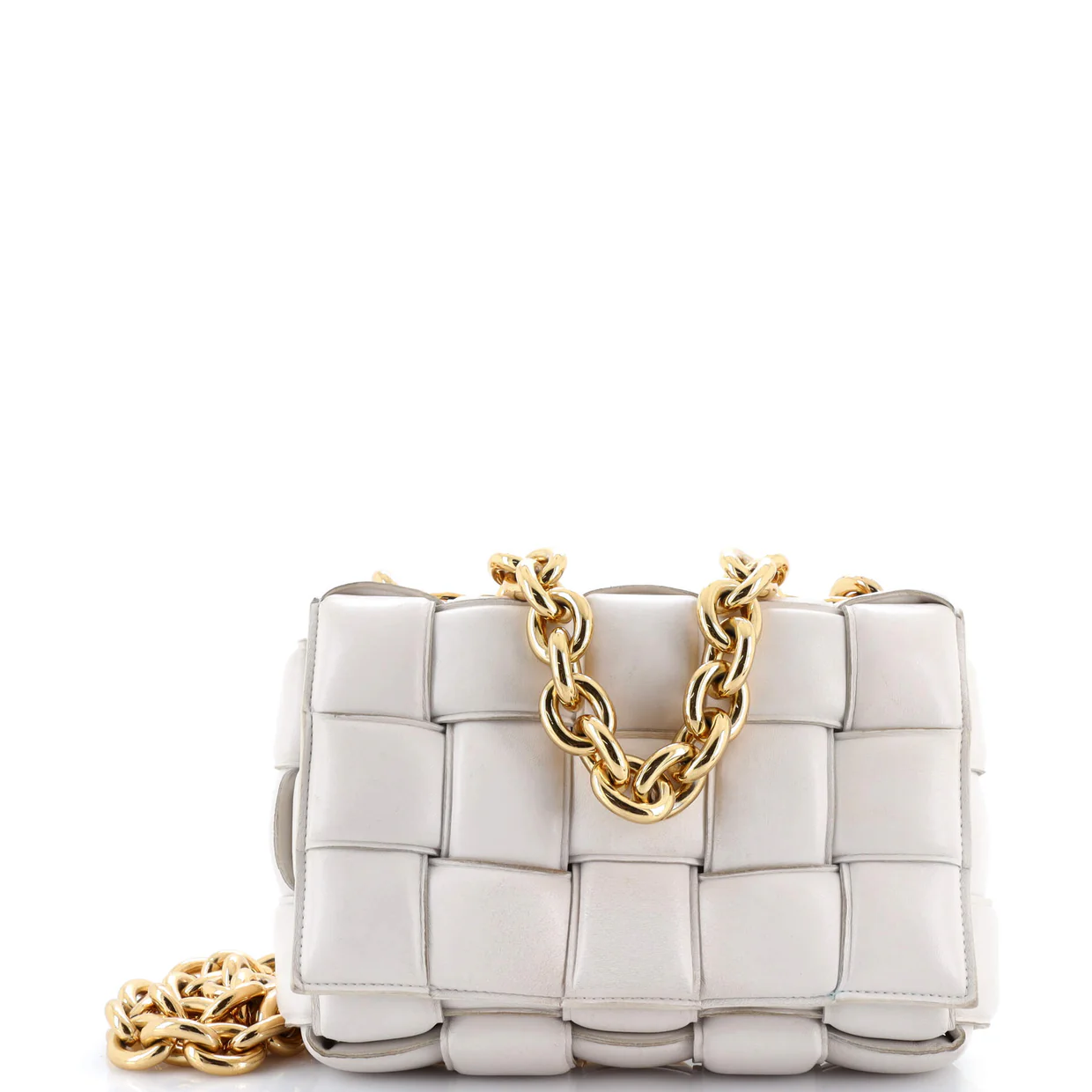 Cassette Chain Crossbody Bag Padded Maxi Intrecciato Leather - Deep Luxury