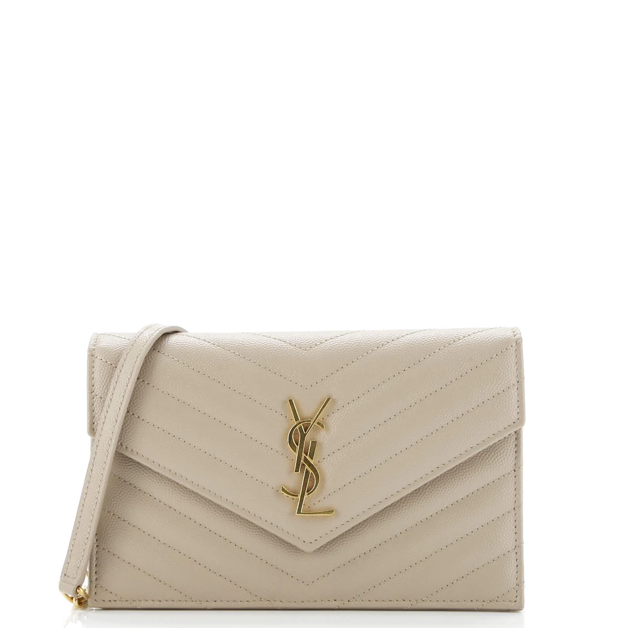 Classic Monogram Wallet on Chain Matelasse Chevron Leather Small - Deep Luxury