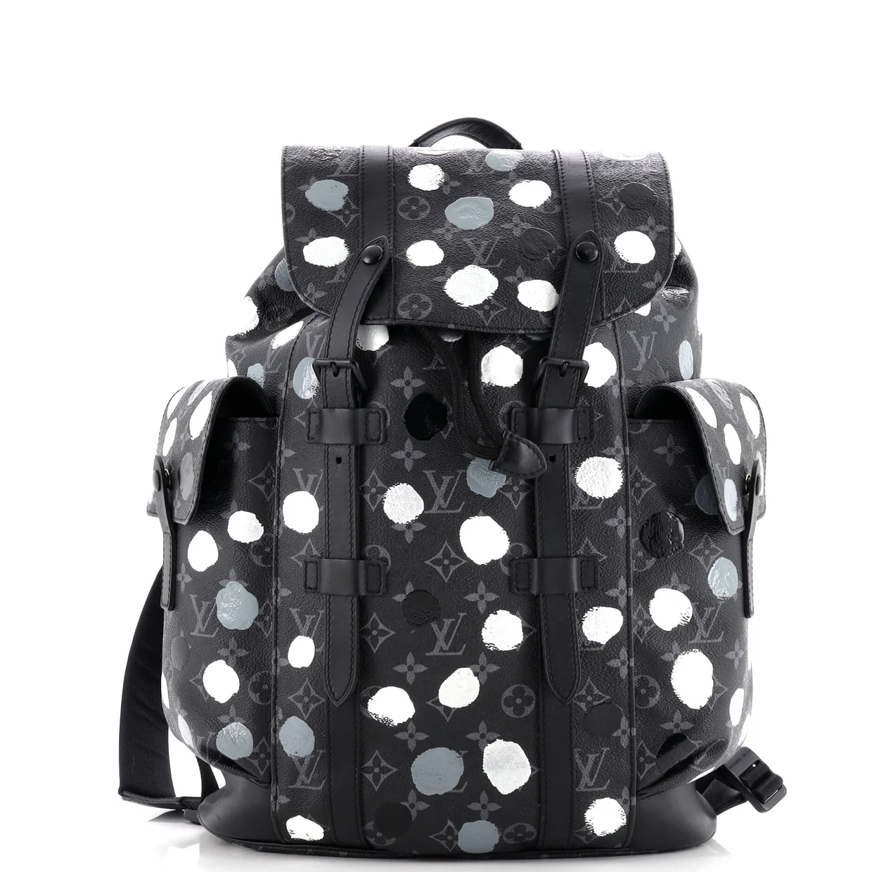 Christopher Backpack Yayoi Kusama Painted Dots Monogram Eclipse Canvas MM - Deep Luxury