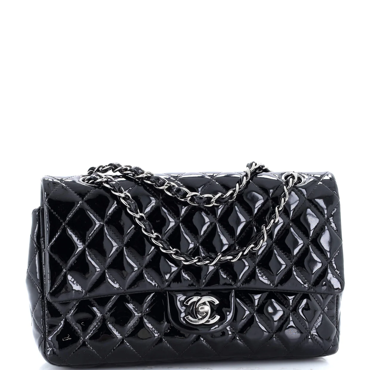 Classic Double Flap Bag Quilted Patent Medium - Deep Luxury