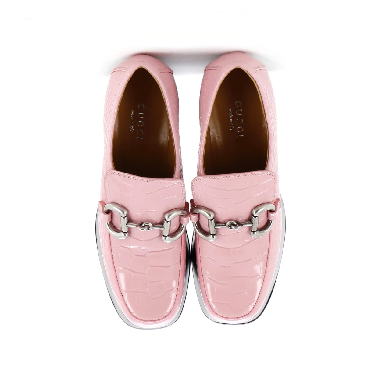 Women's Horsebit Platform Loafers Crocodile Embossed Leather - Deep Luxury