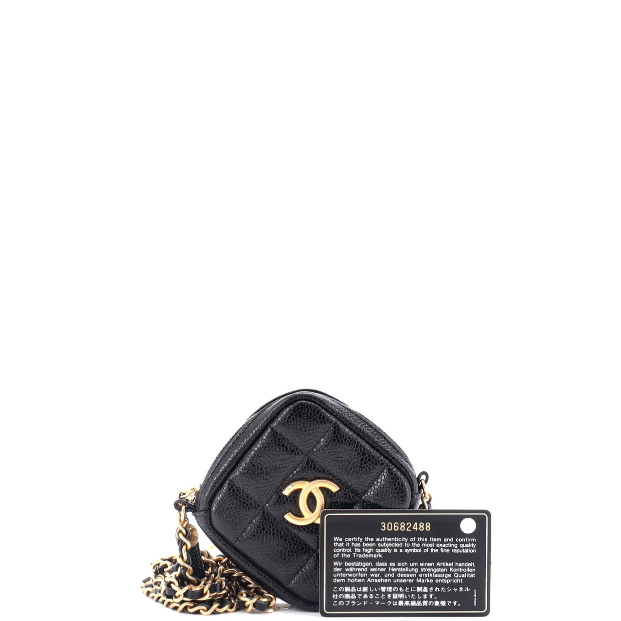 Diamond Coin Purse with Chain Quilted Caviar - Deep Luxury