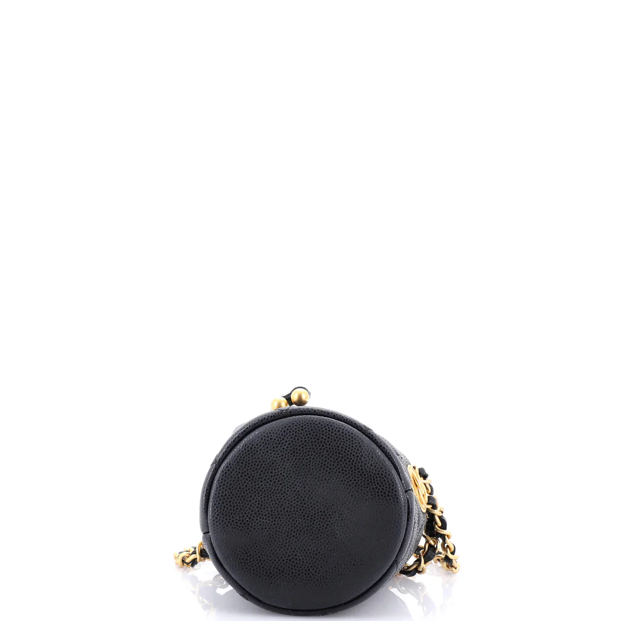 Twist Your Buttons Drawstring Bucket Bag Quilted Caviar Mini - Deep Luxury