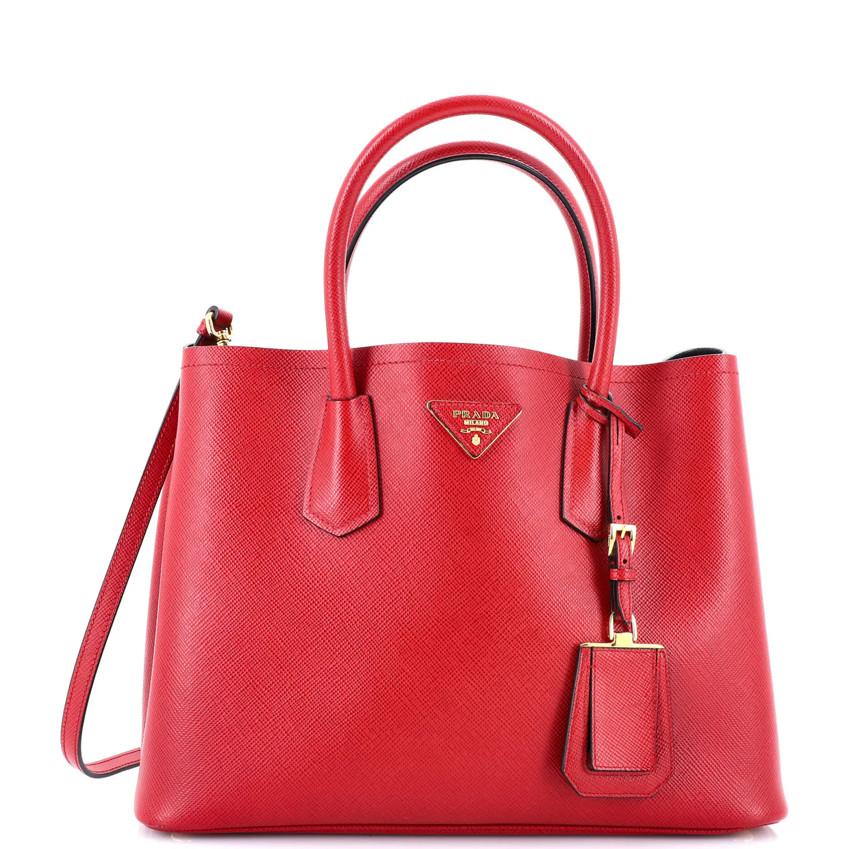 Cuir Double Tote Saffiano Leather Medium - Deep Luxury
