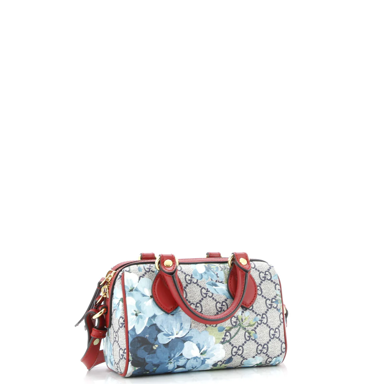 Convertible Boston Bag Blooms Print GG Coated Canvas Nano - Deep Luxury