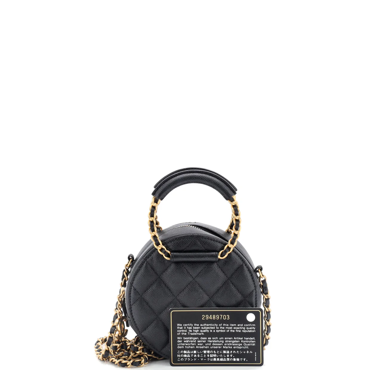 In The Loop Round Clutch with Chain Quilted Caviar Mini - Deep Luxury
