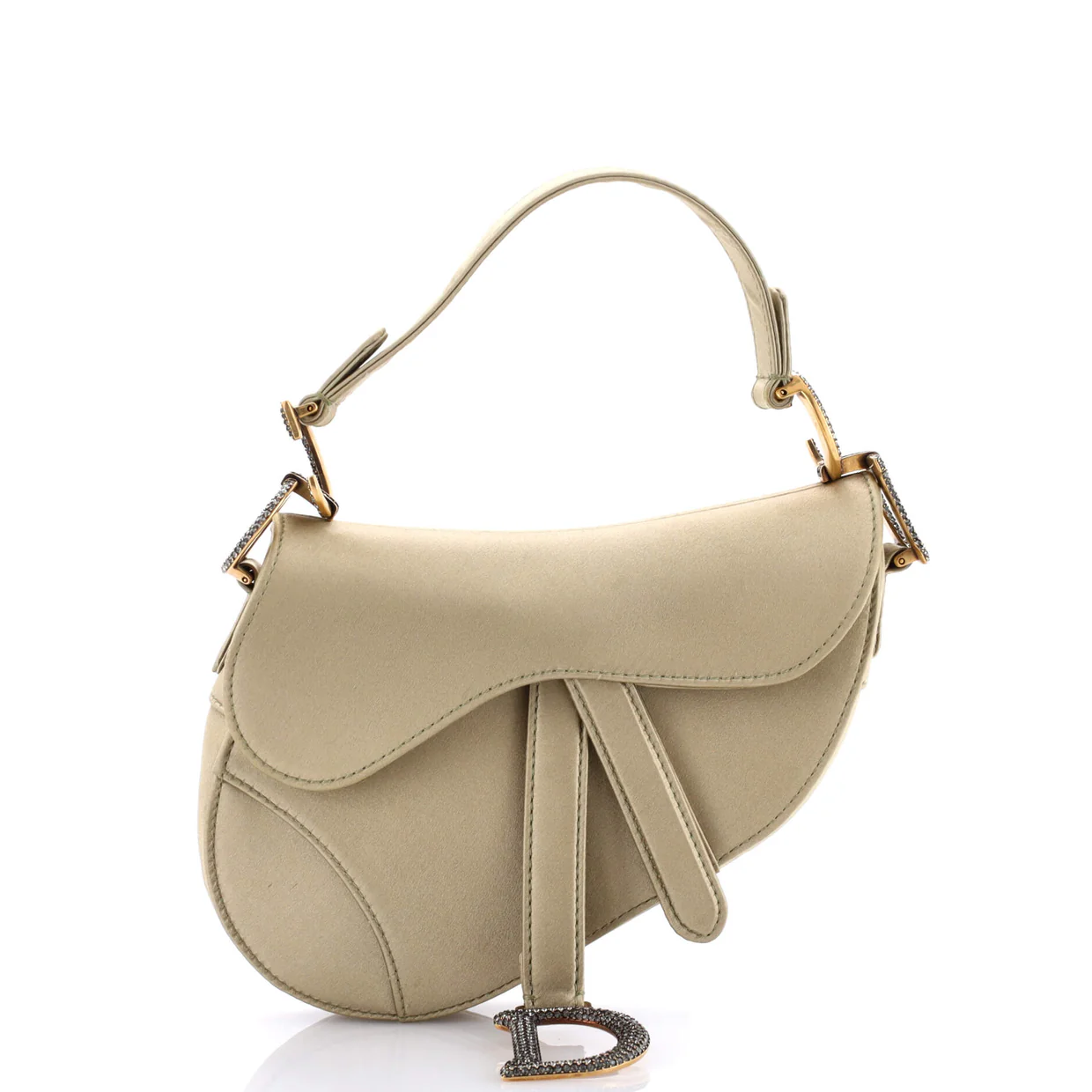 Saddle Handbag Satin with Crystals Mini - Deep Luxury