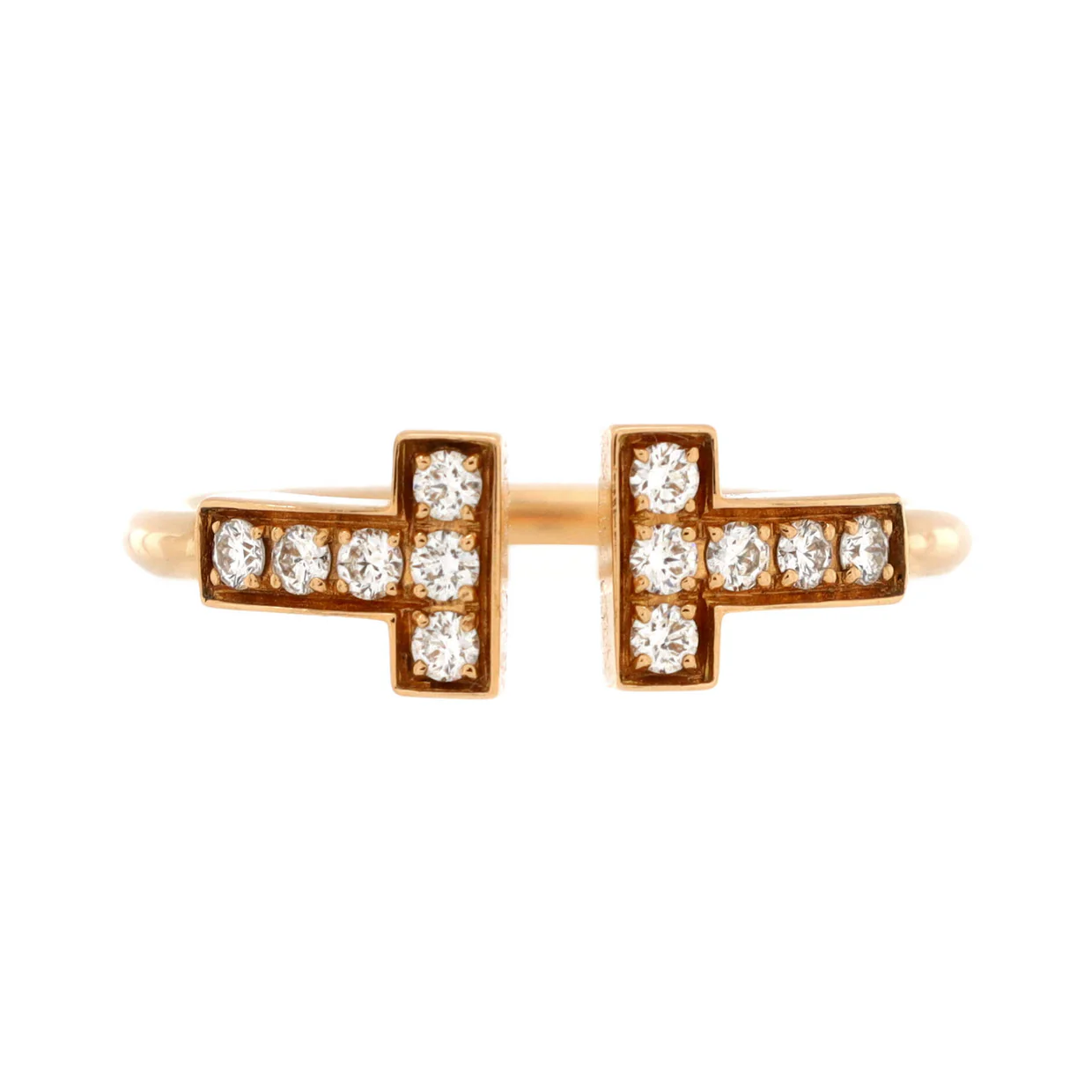 T Wire Ring 18K Yellow Gold with Diamonds - Deep Luxury