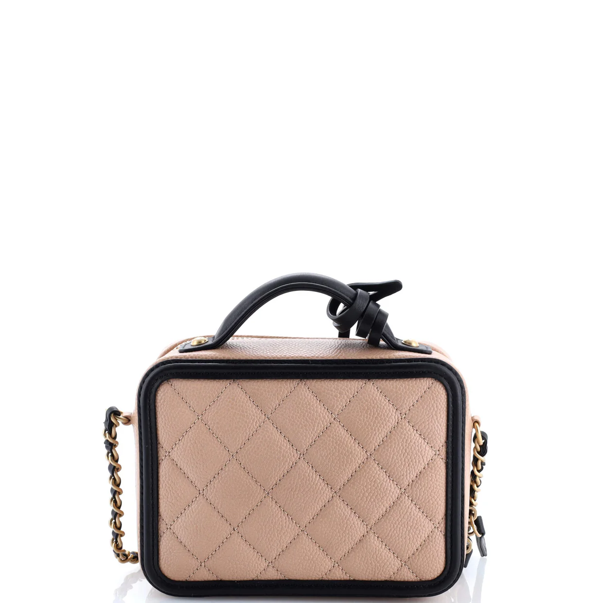 Filigree Vanity Case Quilted Caviar Small - Deep Luxury