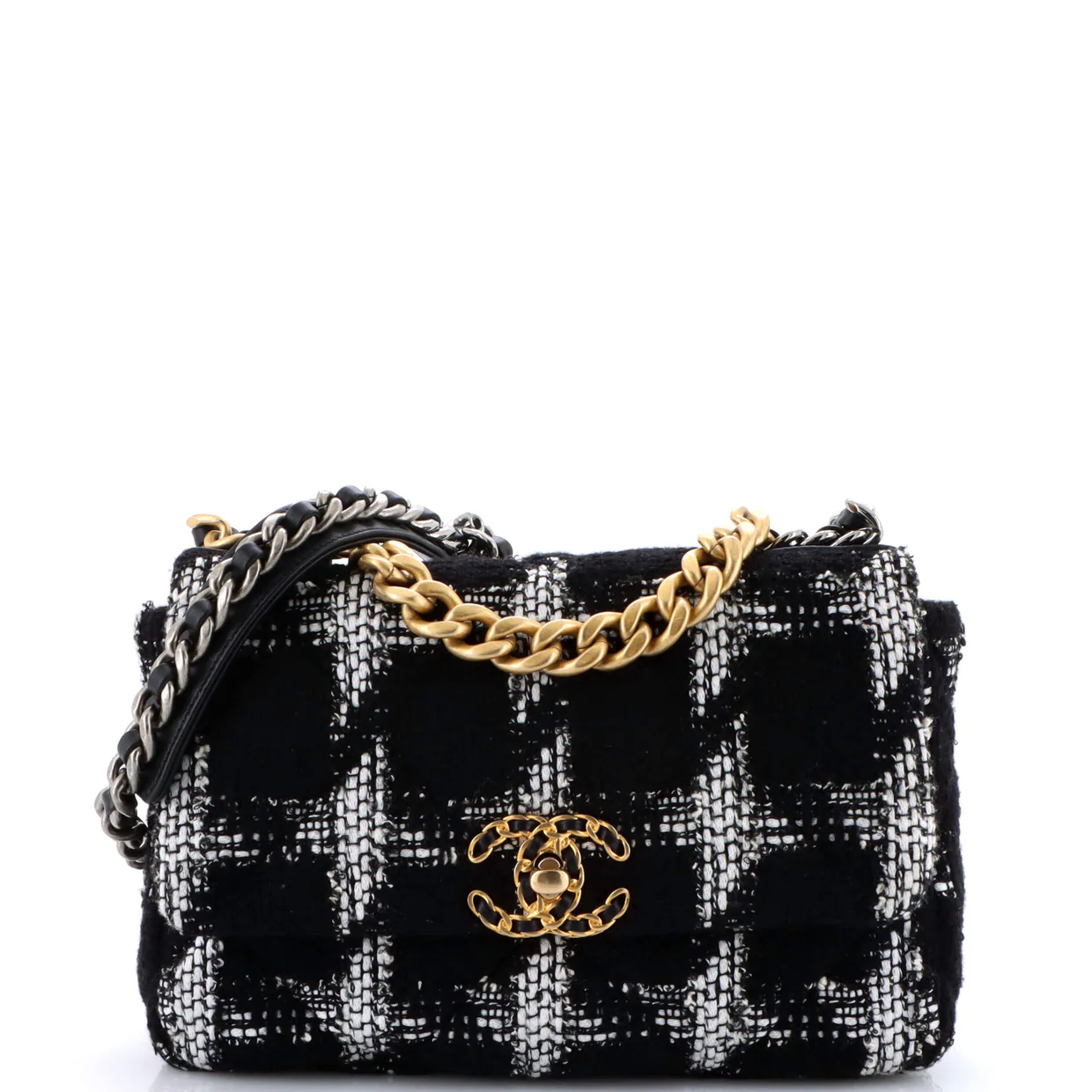 19 Flap Bag Quilted Tweed Medium - Deep Luxury