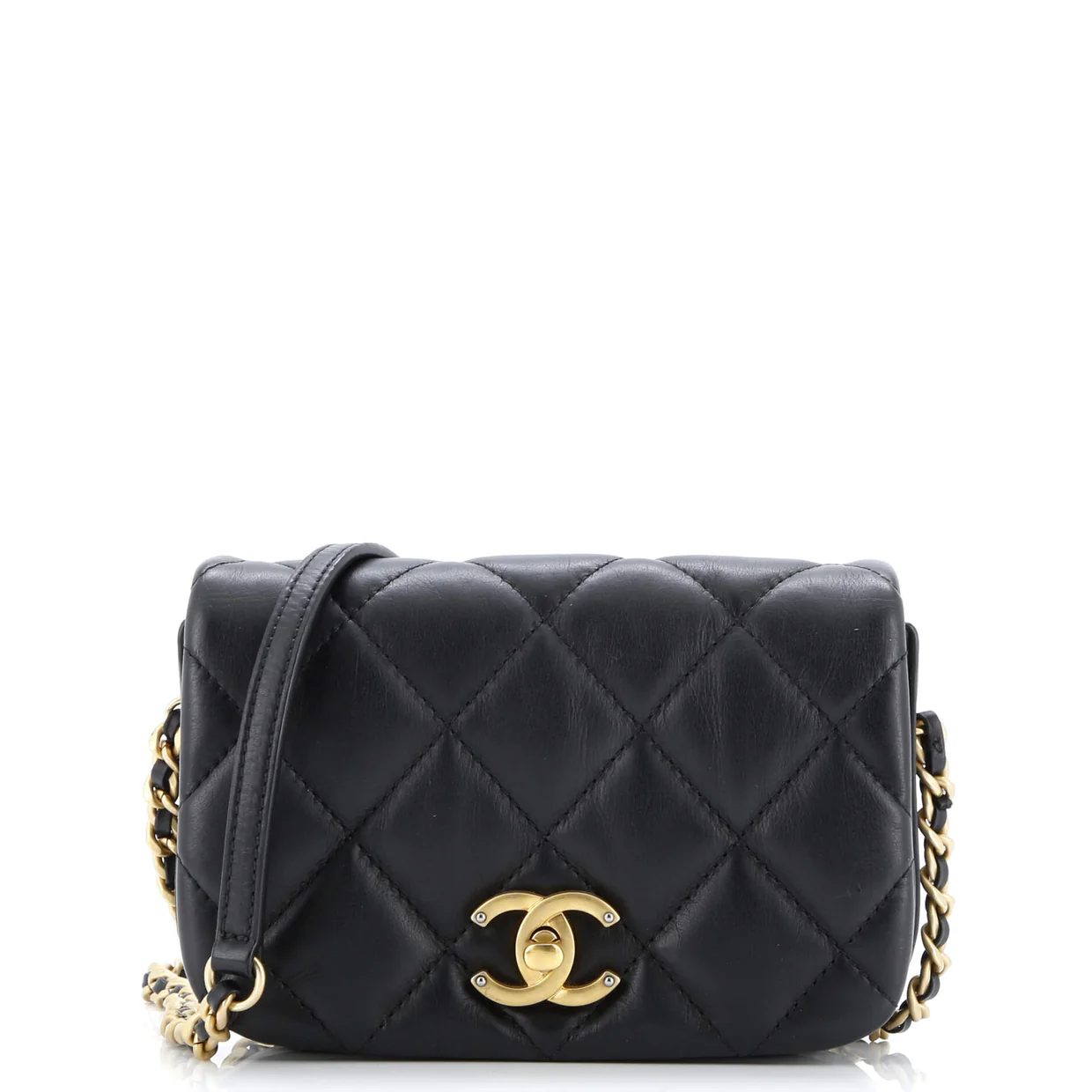 Nailed CC Full Flap Bag Quilted Calfskin Mini - Deep Luxury