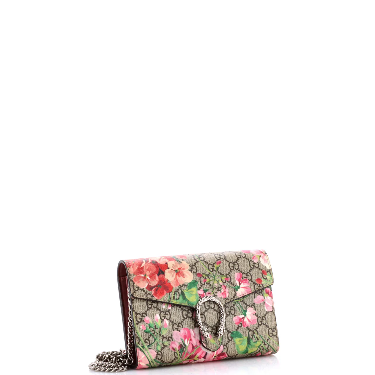 Dionysus Chain Wallet Blooms Print GG Coated Canvas Small - Deep Luxury