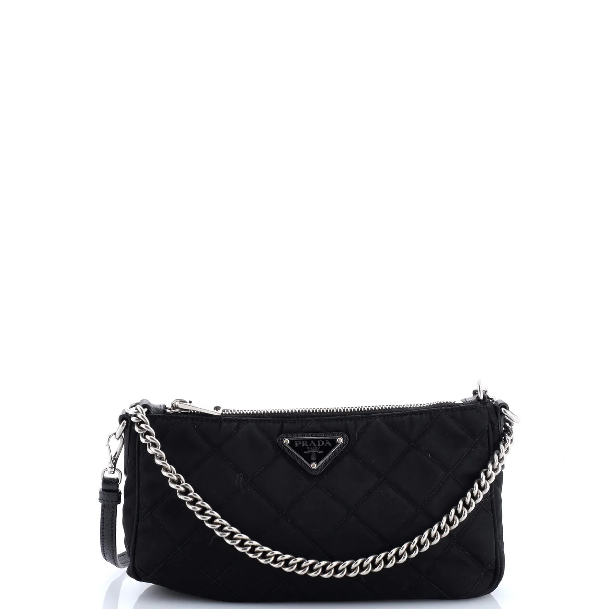 Chain Zip Shoulder Bag Quilted Tessuto Small - Deep Luxury