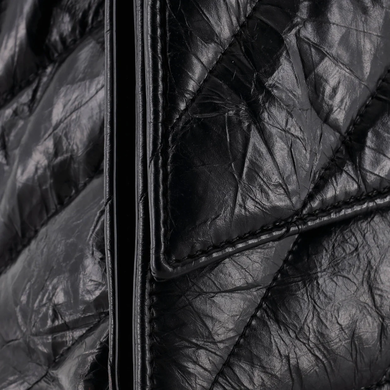 Crush Chain Flap Bag Quilted Crushed Calfskin Medium - Deep Luxury