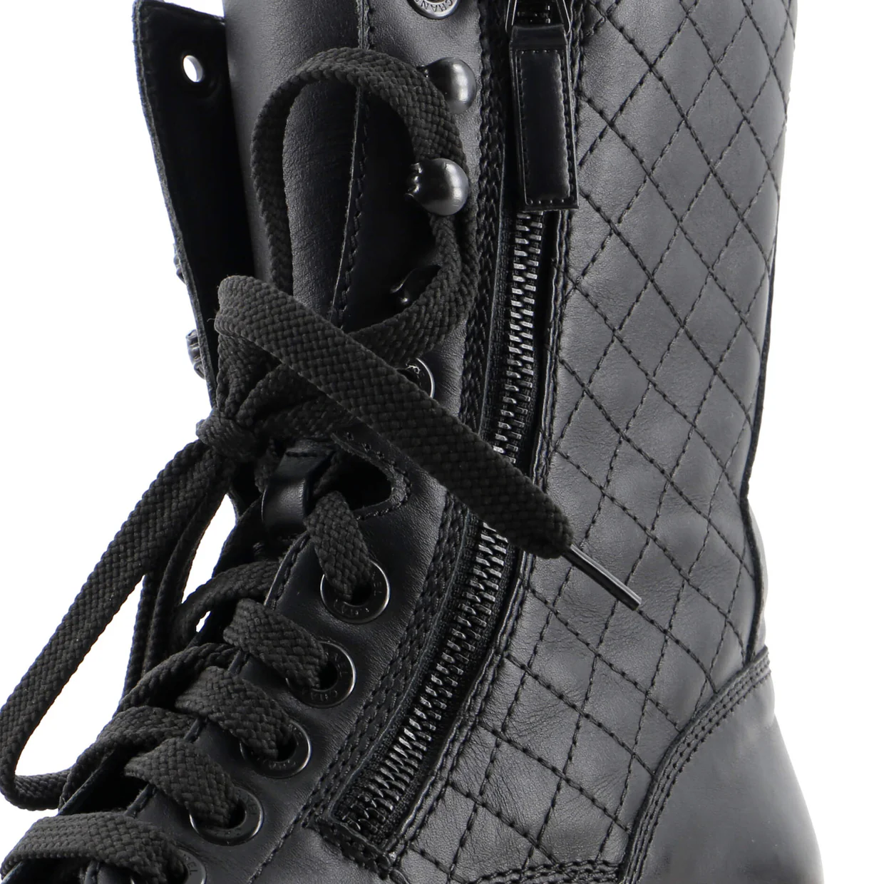 Women's CC Zip Up Combat Boots Quilted Leather - Deep Luxury