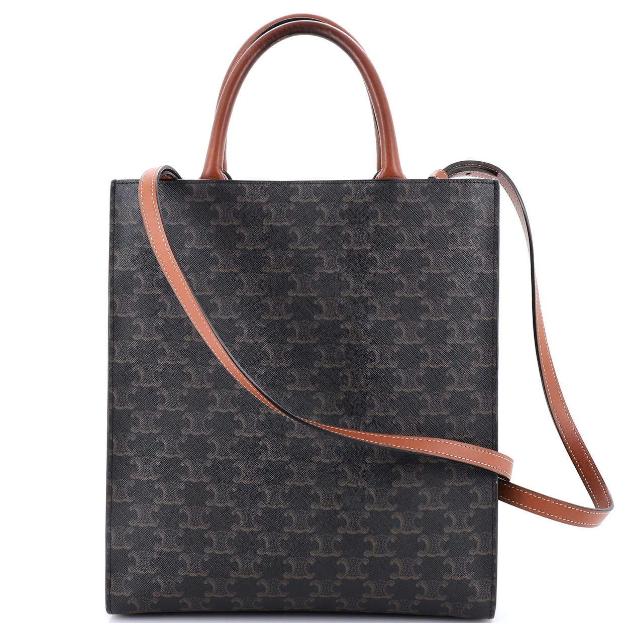 Vertical Cabas Tote Triomphe Coated Canvas Small - Deep Luxury