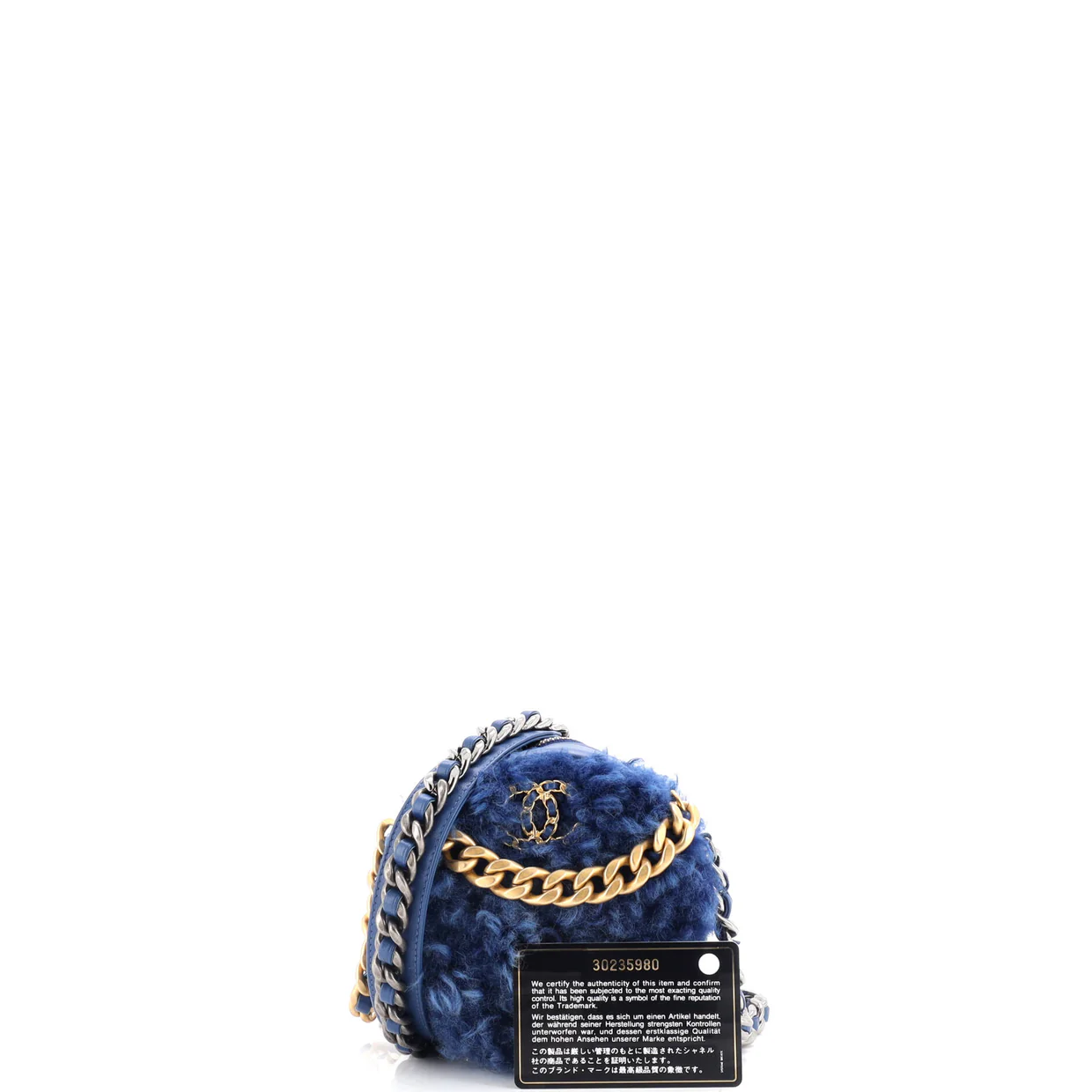 19 Round Clutch with Chain Quilted Shearling - Deep Luxury
