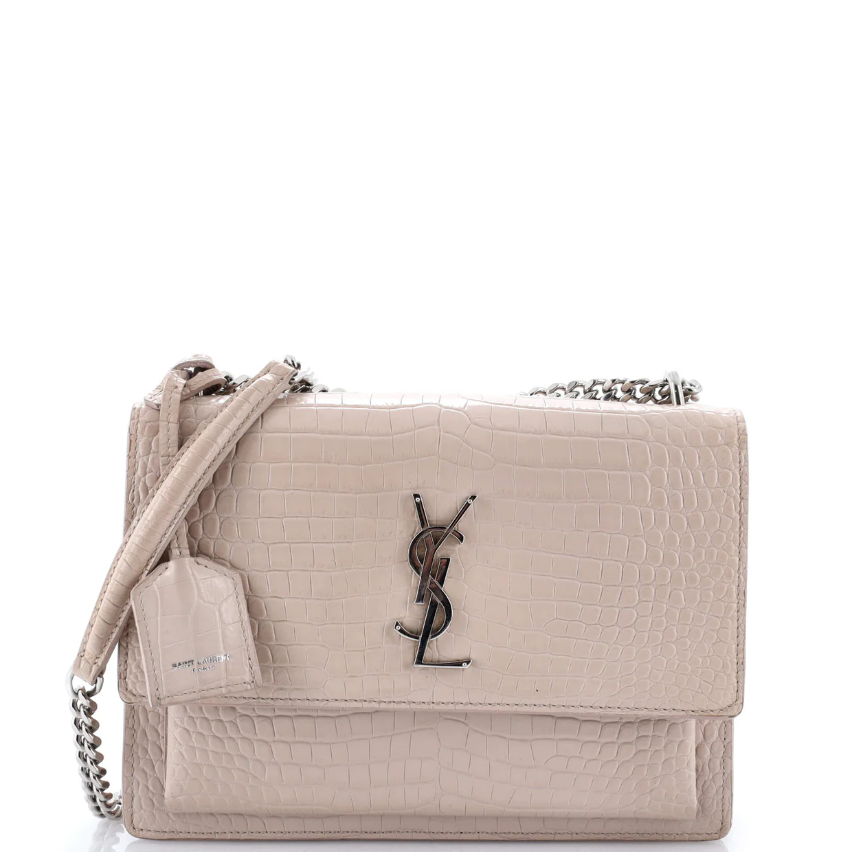 Sunset Crossbody Bag Crocodile Embossed Leather Medium - Deep Luxury