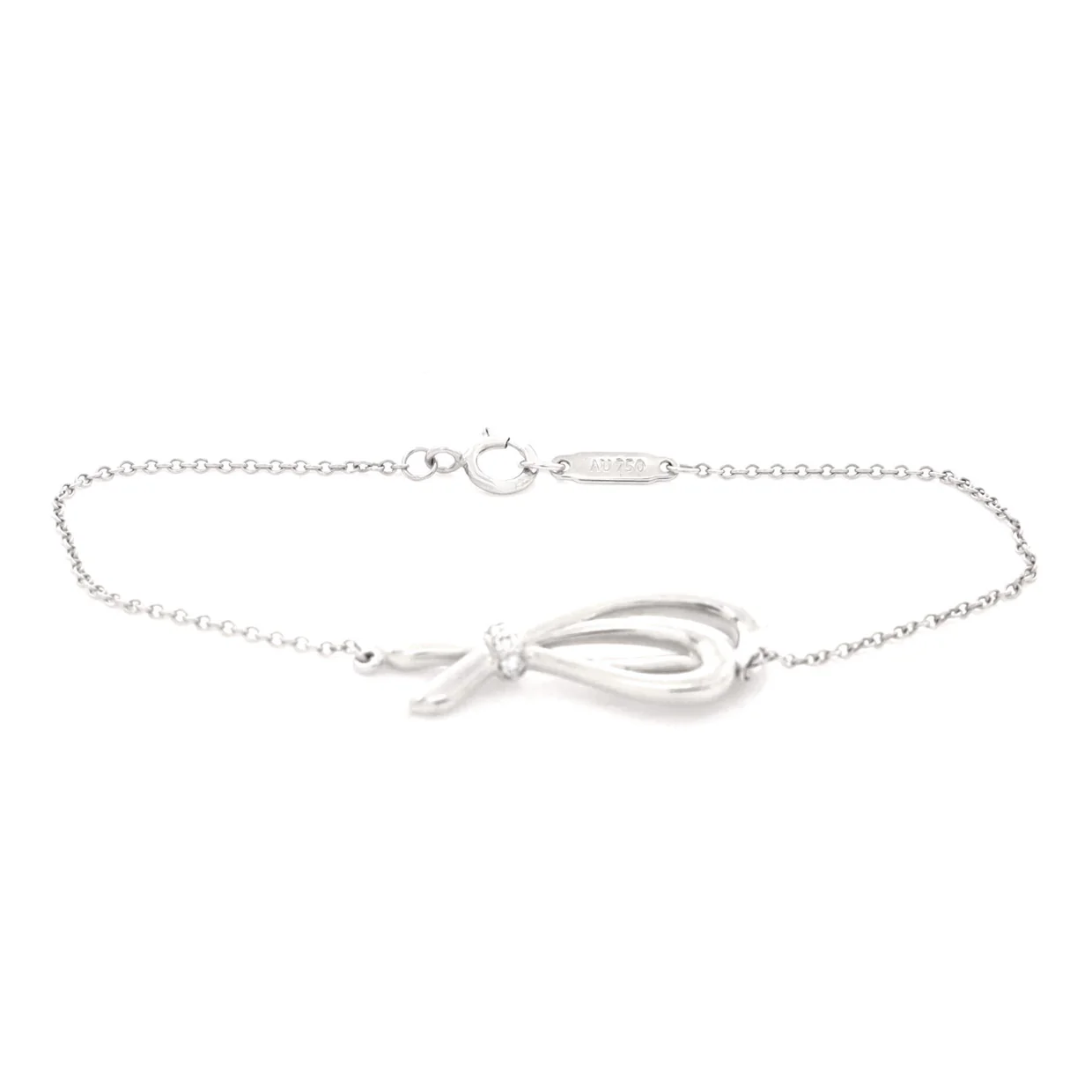 Bow Knot Chain Bracelet 18K White Gold and Diamonds Small - Deep Luxury