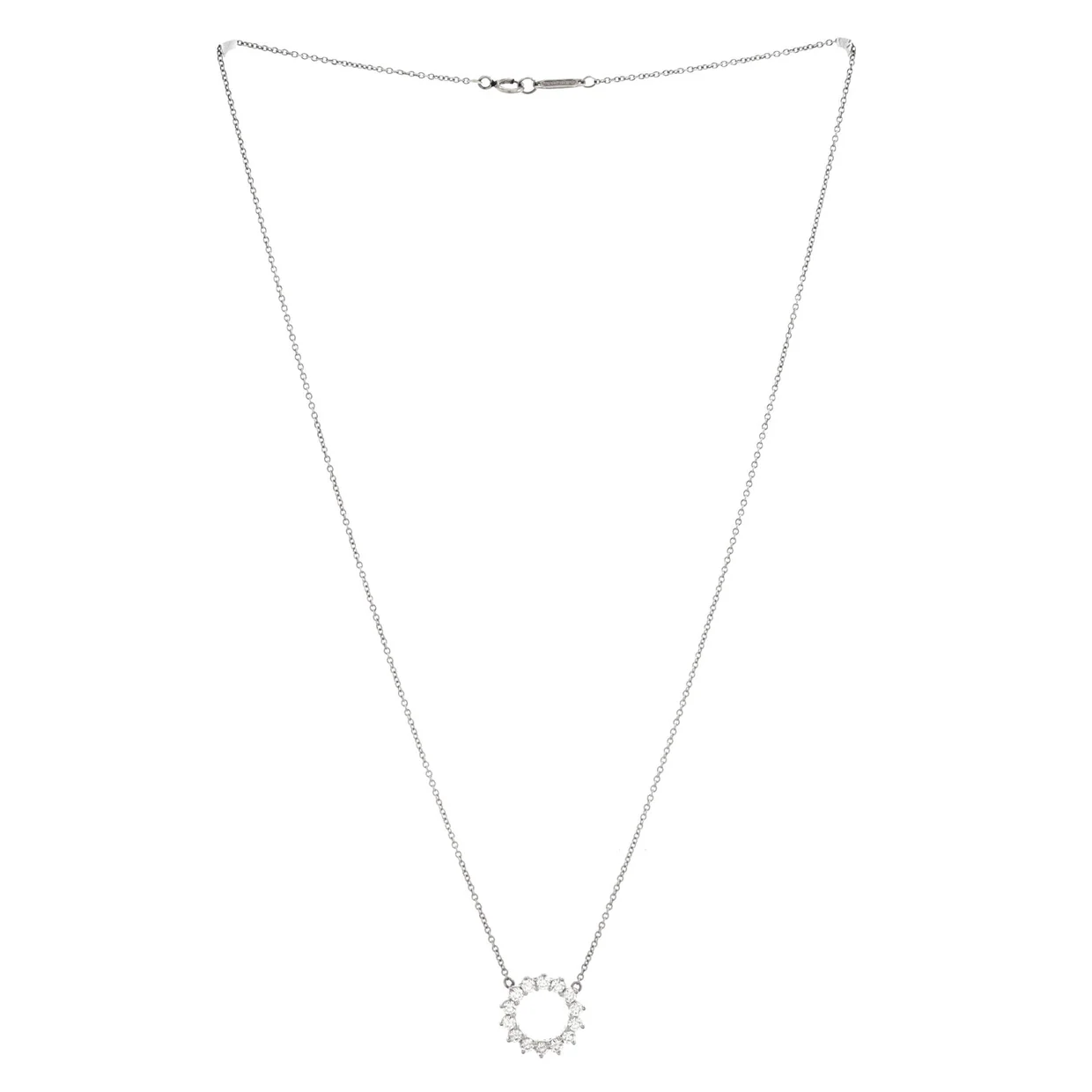 Open Circle Pendant Necklace Platinum with Diamonds Mini - Deep Luxury