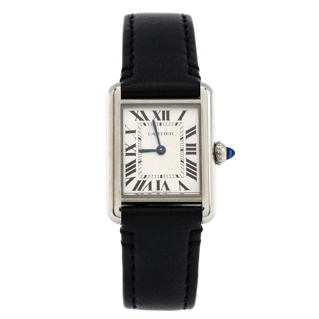 Must de Cartier SolarBeat Tank Quartz Watch Stainless Steel and Leather 22 - Deep Luxury
