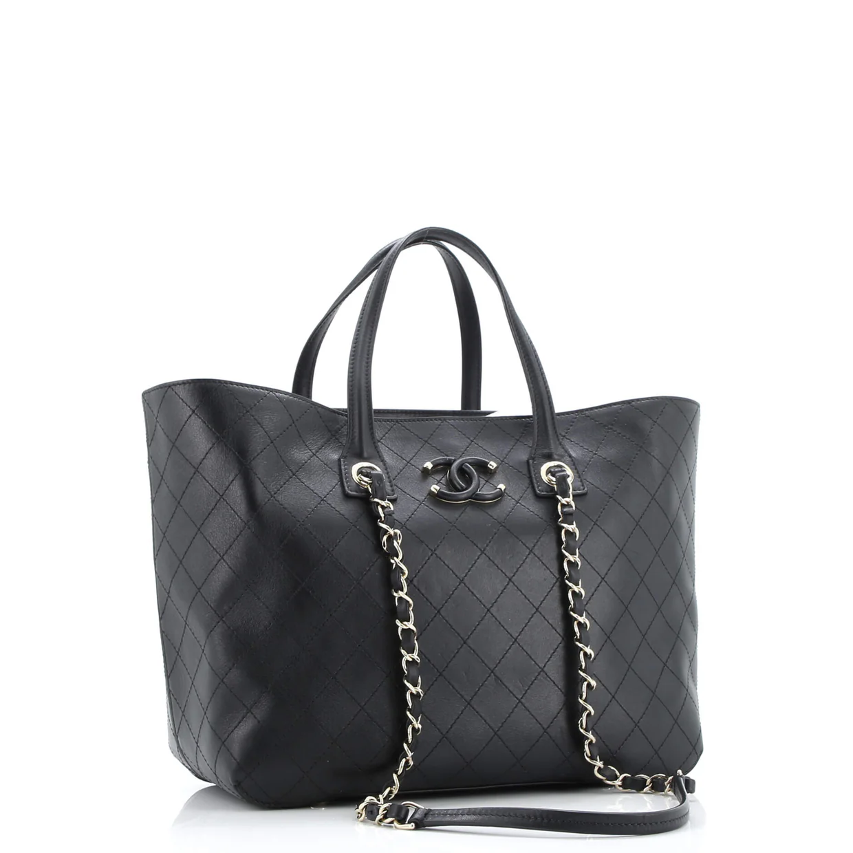 Covered CC Shopping Tote Stitched Calfskin Medium - Deep Luxury