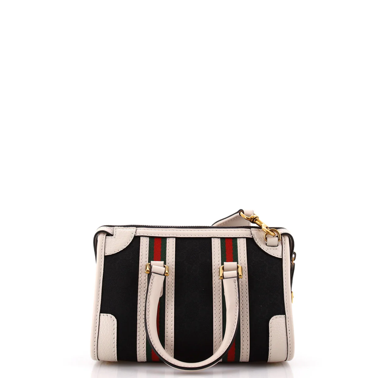 Double G Web Top Handle Bag GG Canvas with Leather Mini - Deep Luxury