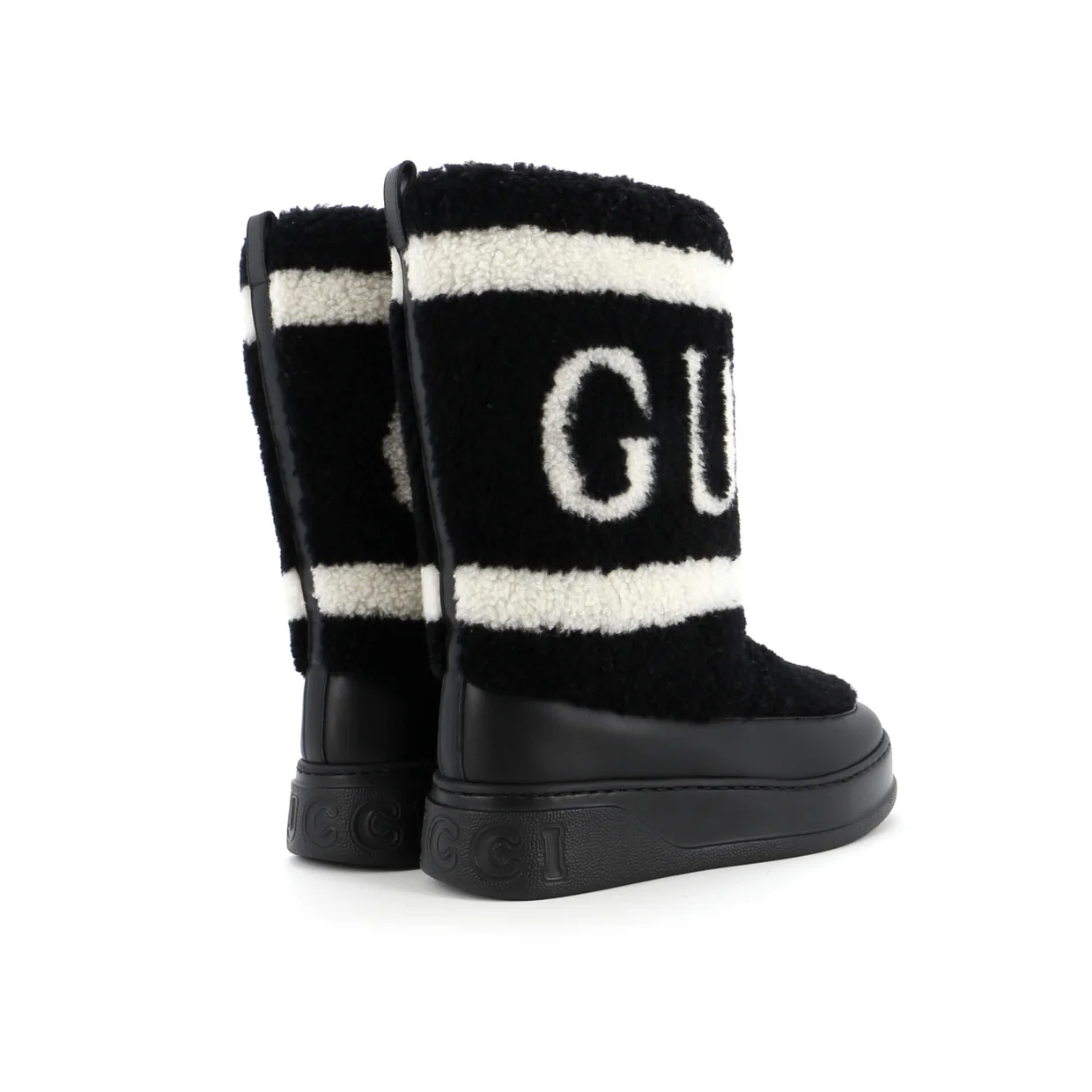 Women's Zueus Logo Cold Weather Flat Boots Leather and Shearling - Deep Luxury