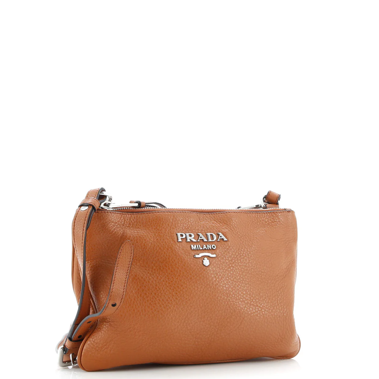 Double Zip Crossbody Bag Vitello Daino Small - Deep Luxury