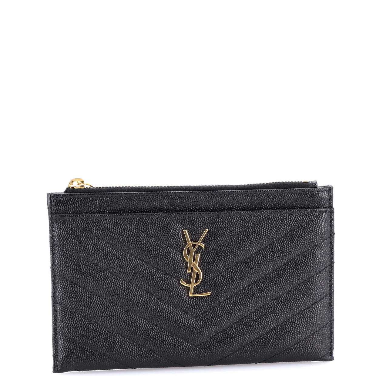 Classic Monogram Zip Bill Pouch Matelasse Chevron Leather Medium - Deep Luxury