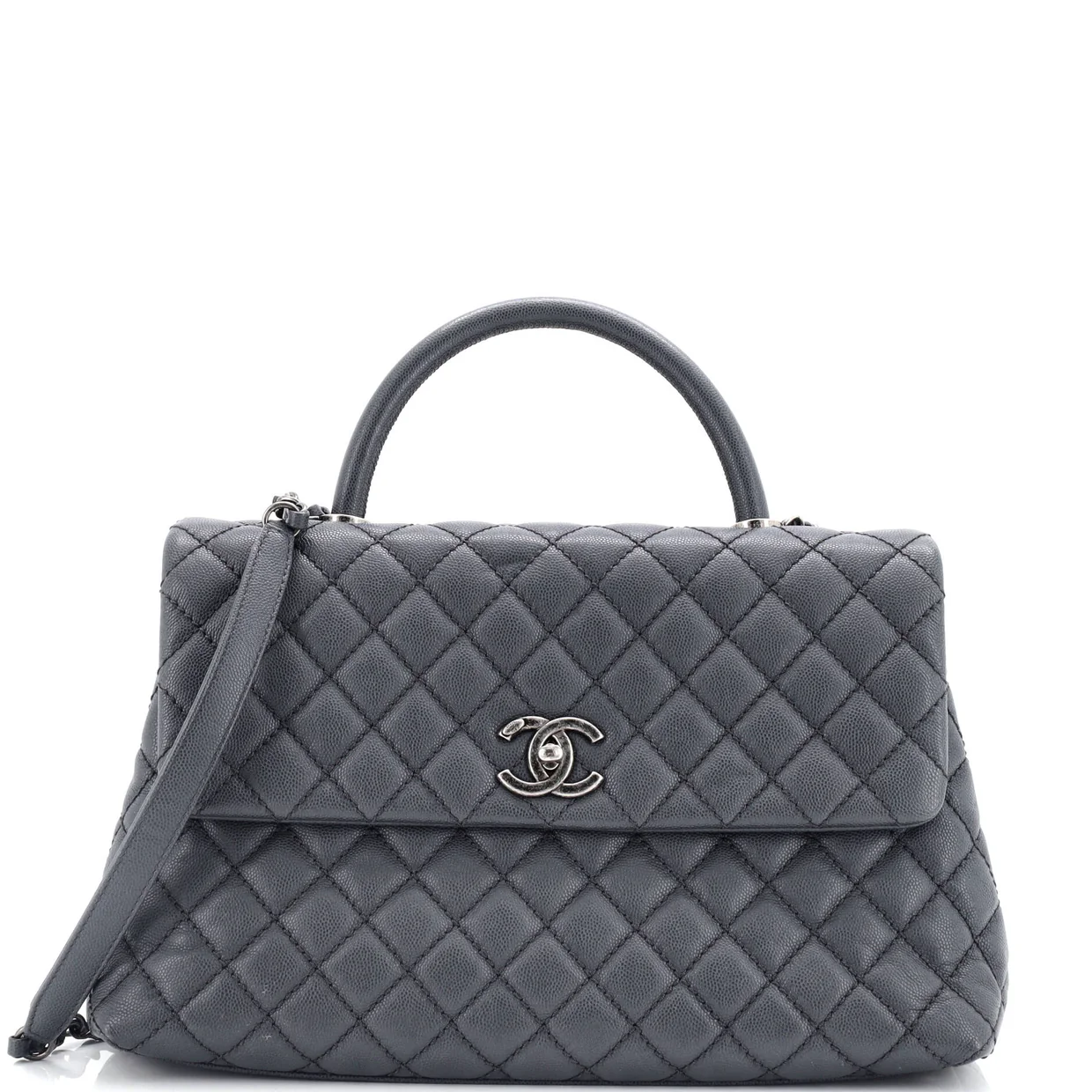 Coco Top Handle Bag Quilted Caviar Medium - Deep Luxury