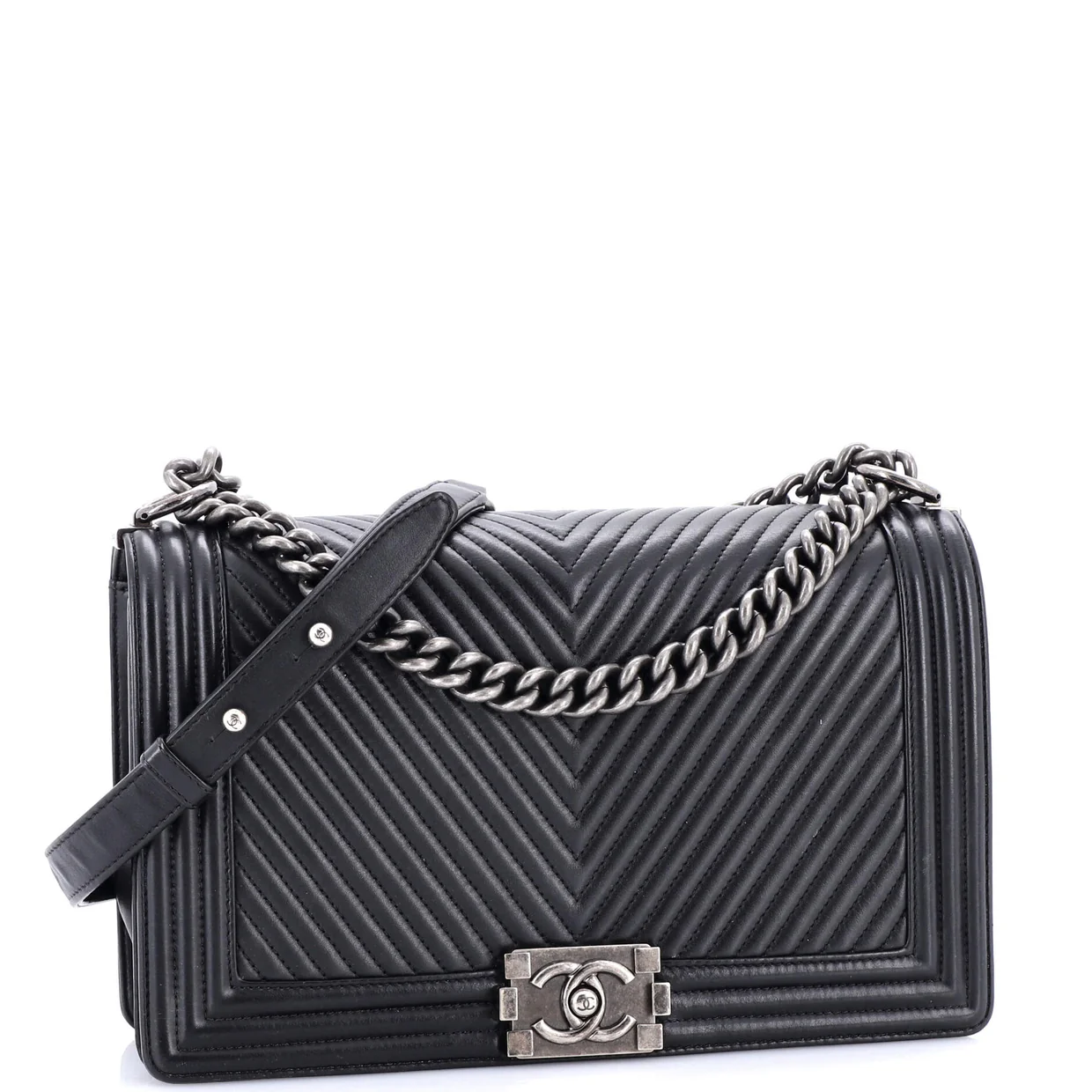 Boy Flap Bag Chevron Calfskin New Medium - Deep Luxury