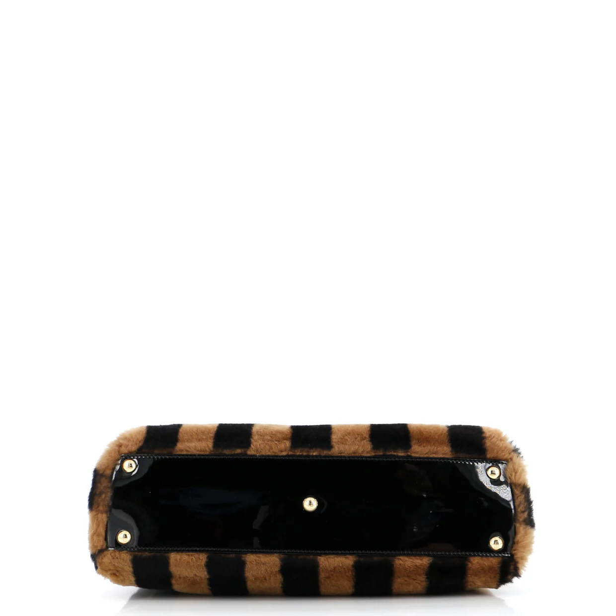 Peekaboo Bag Striped Shearling with Patent Medium - Deep Luxury