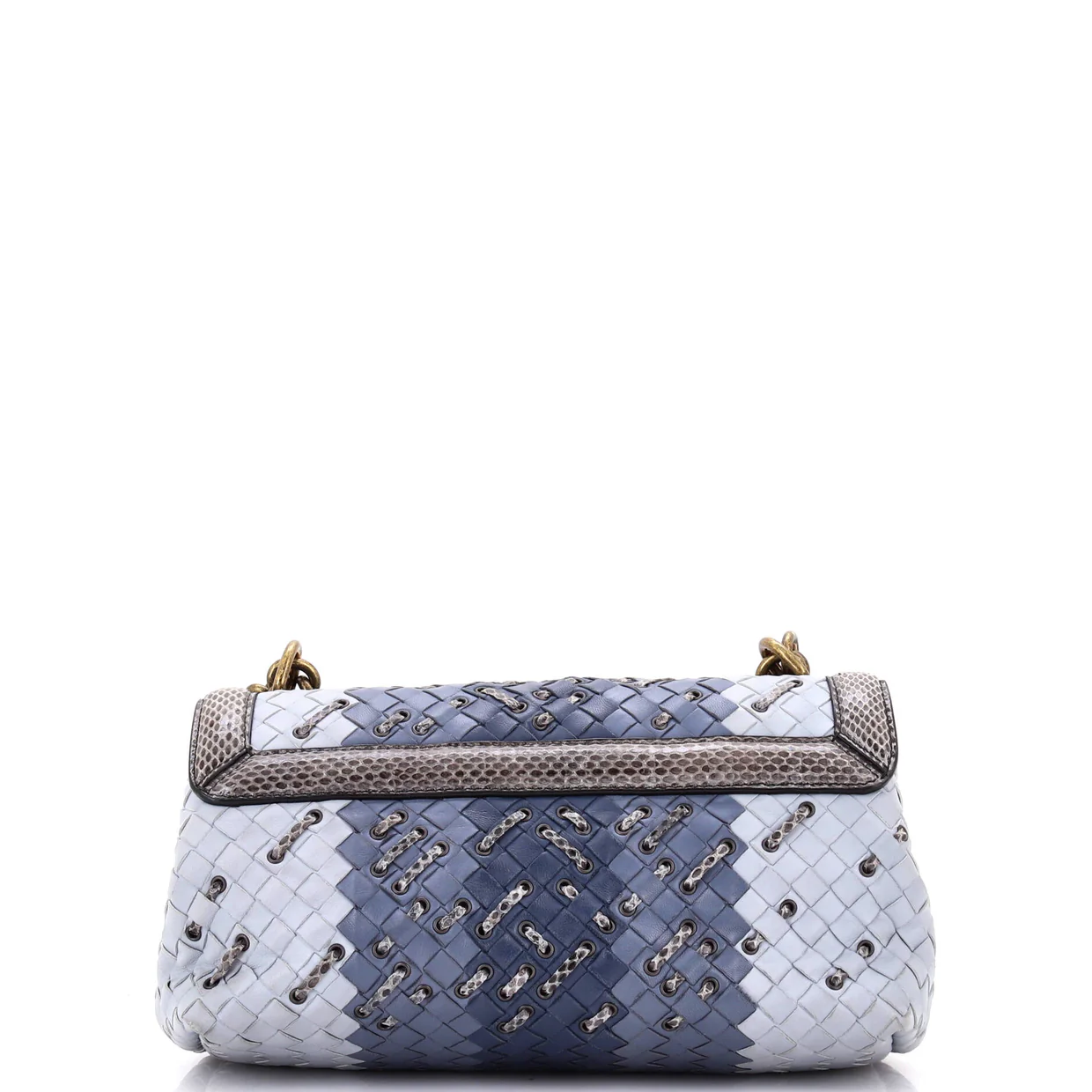 Club Stitch Olimpia Knot Flap Bag Intrecciato Nappa and Snakeskin Medium - Deep Luxury