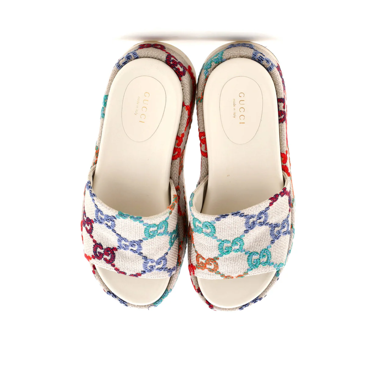 Women's Angelina Platform Slide Sandals Multicolor GG Linen - Deep Luxury