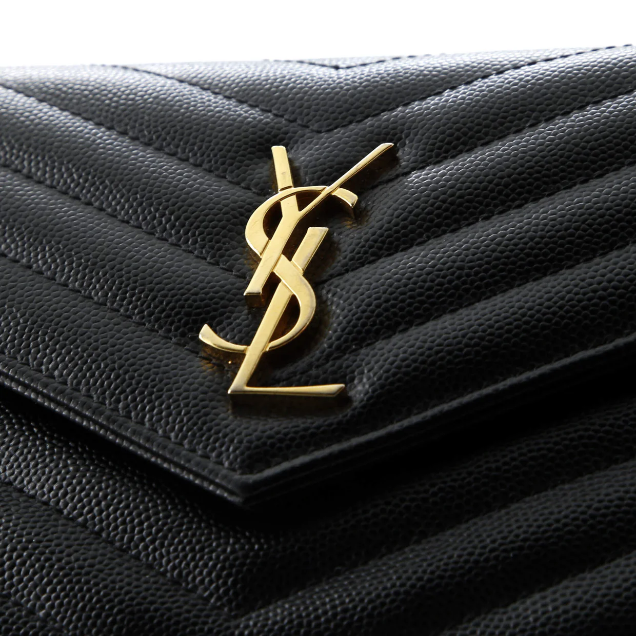 Classic Monogram Wallet on Chain Matelasse Chevron Leather Small - Deep Luxury