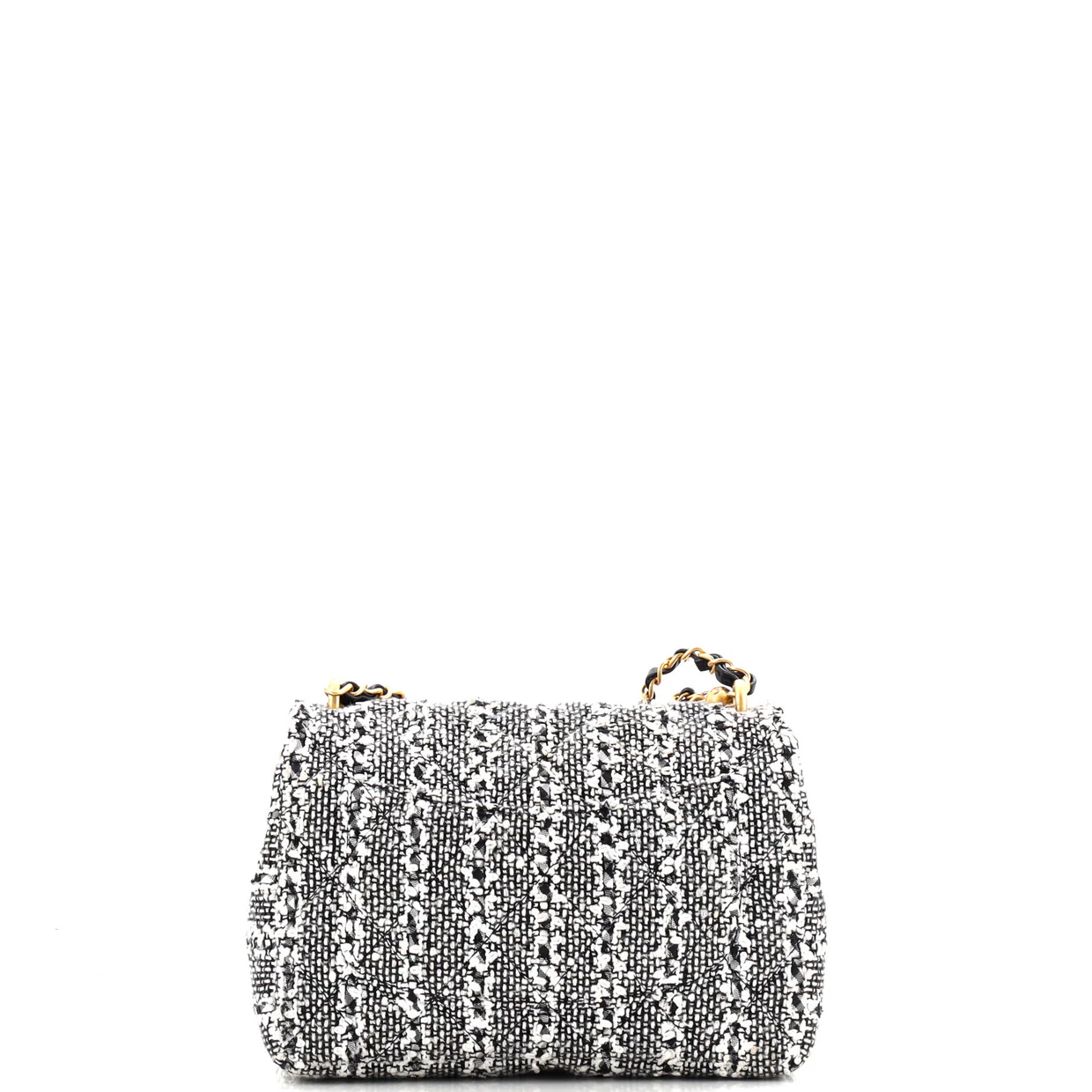 Pearl Chain CC Flap Bag Quilted Tweed Mini - Deep Luxury
