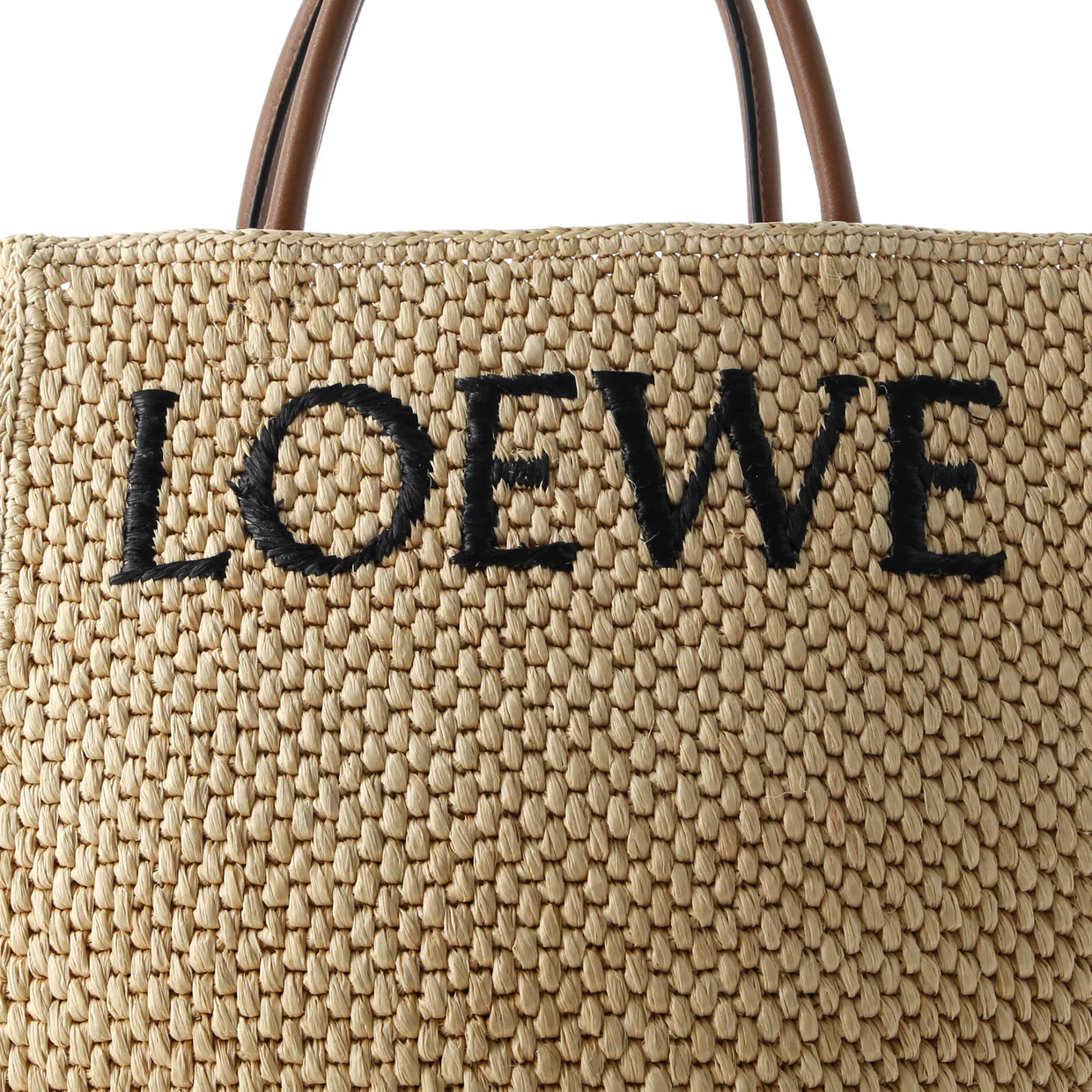 A4 Tote Raffia and Leather North South - Deep Luxury