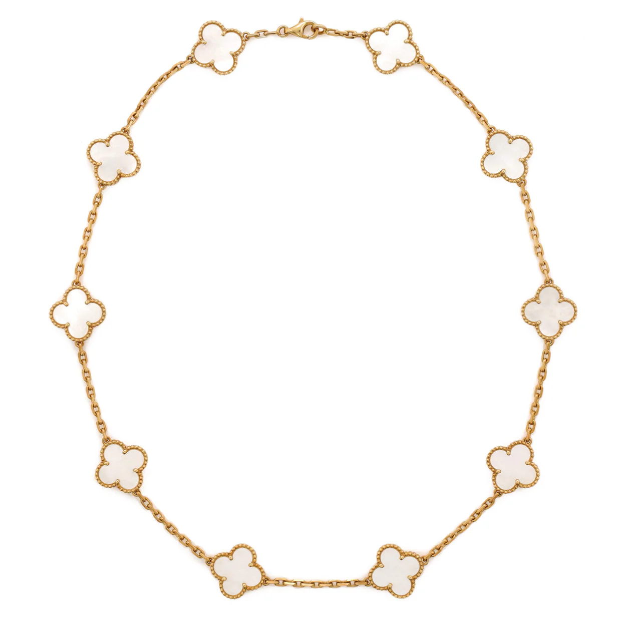 Vintage Alhambra 10 Motifs Necklace 18K Yellow Gold and Mother of Pearl - Deep Luxury