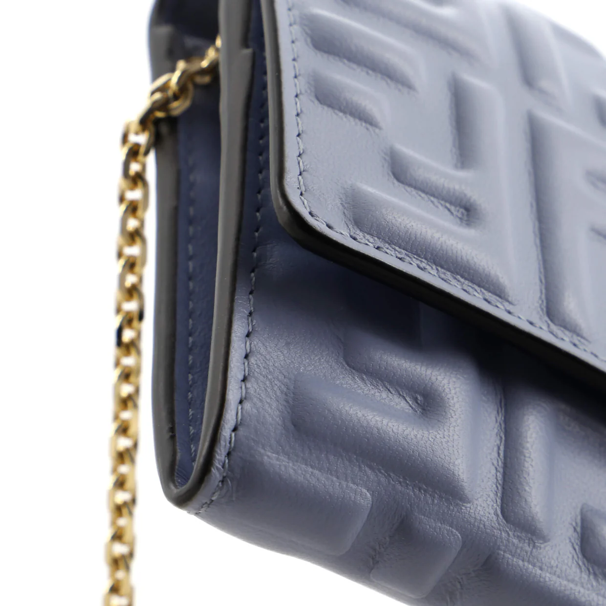 Baguette Continental Wallet on Chain Zucca Embossed Leather - Deep Luxury