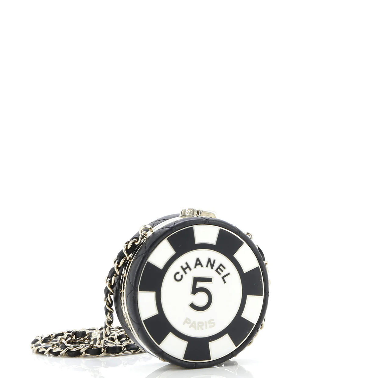 Poker Chip Clutch With Chain Quilted Lambskin with Enamel - Deep Luxury