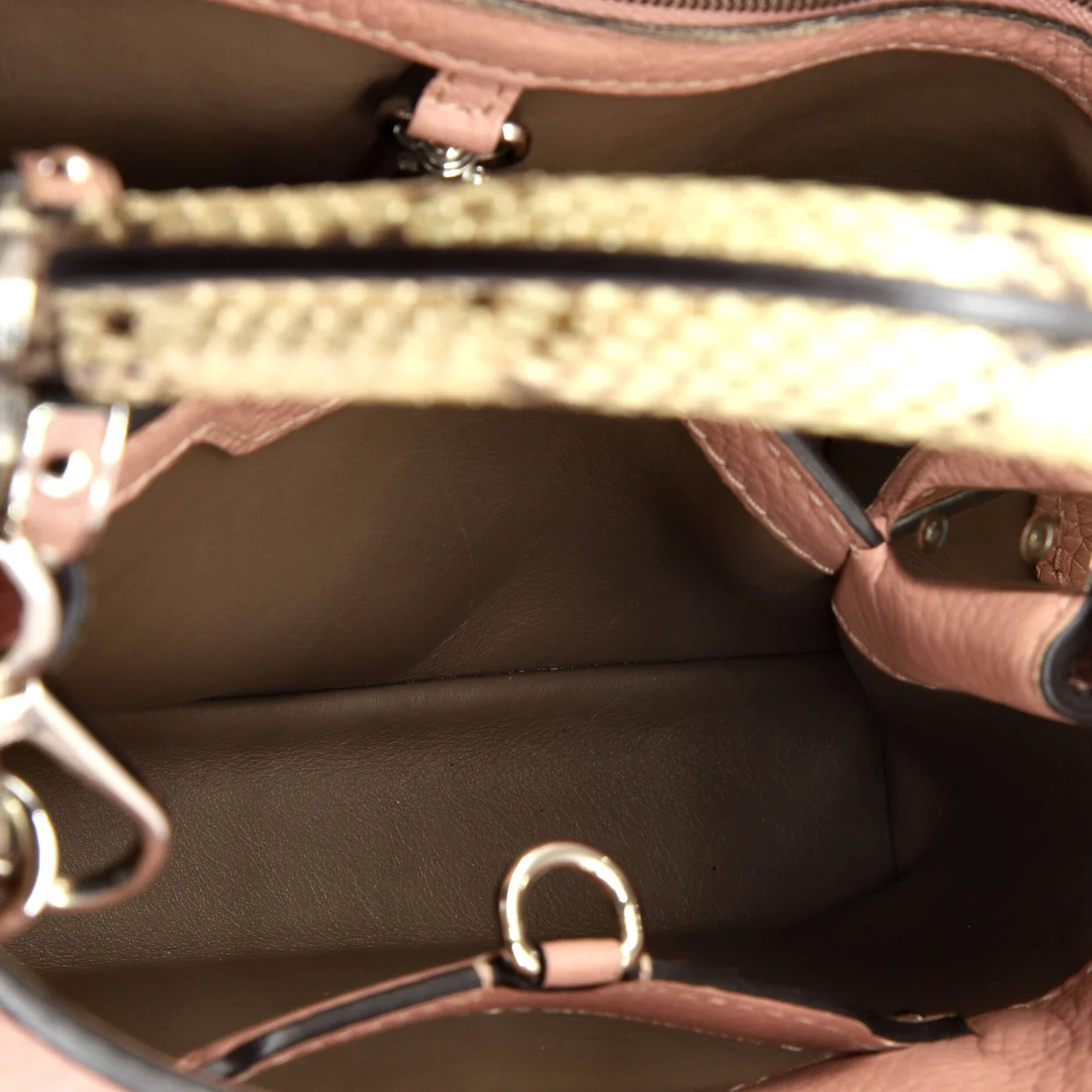 Capucines Bag Leather with Snakeskin BB - Deep Luxury