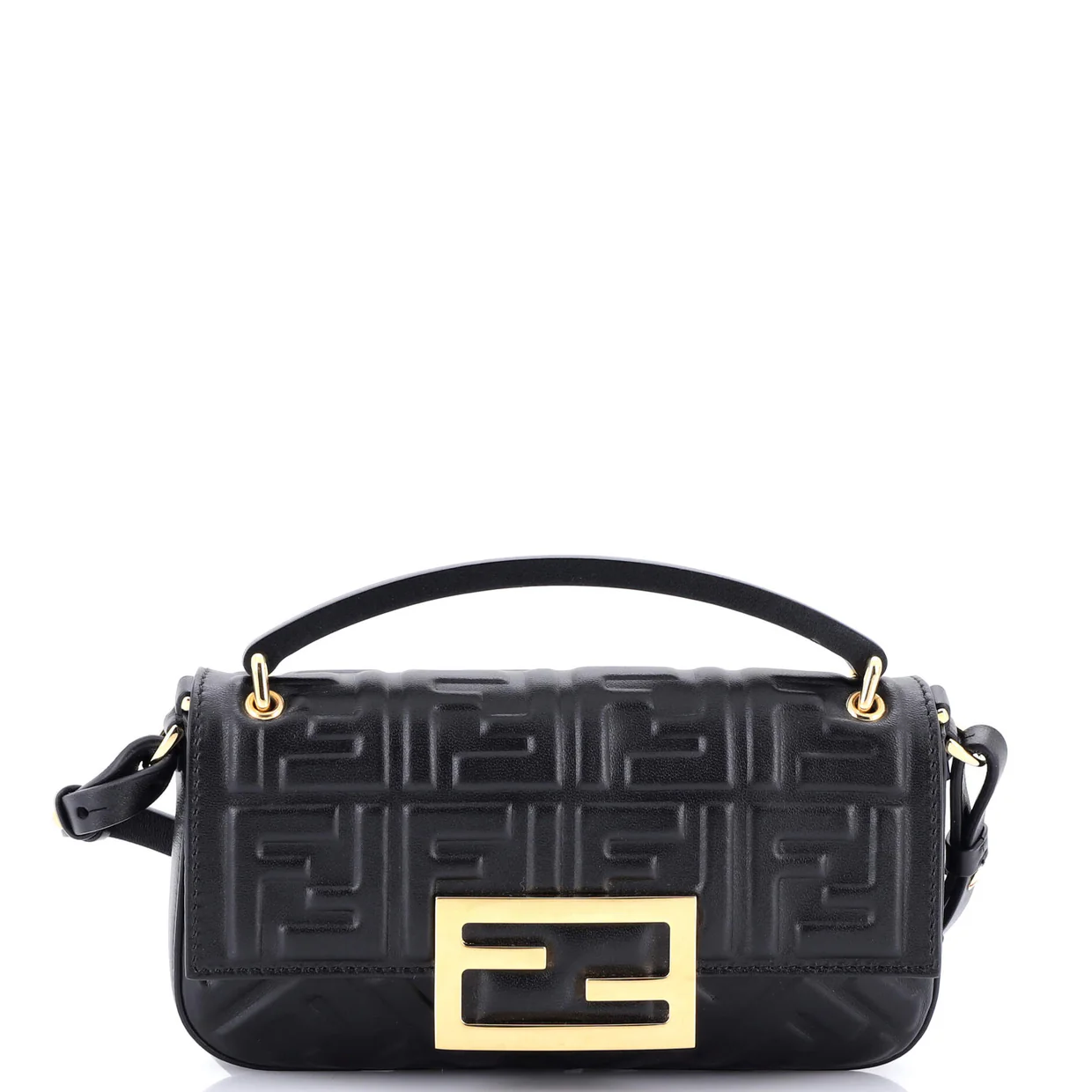 Midi Baguette Chain Bag Zucca Embossed Leather Small - Deep Luxury