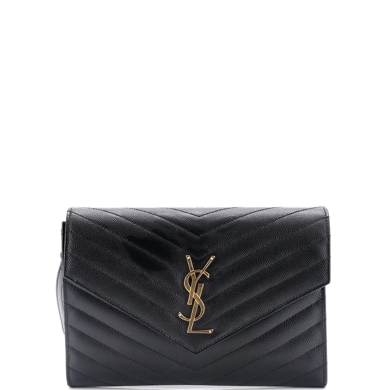 Classic Monogram Envelope Wristlet Clutch Matelasse Chevron Leather - Deep Luxury