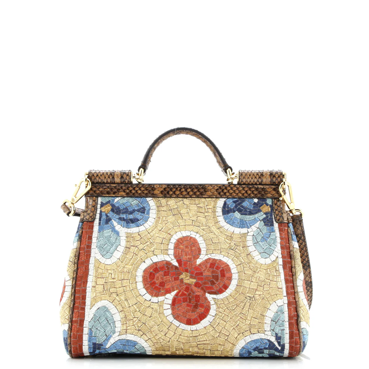 Miss Sicily Bag Crystal Embellished Embroidered Lurex with Python Medium - Deep Luxury